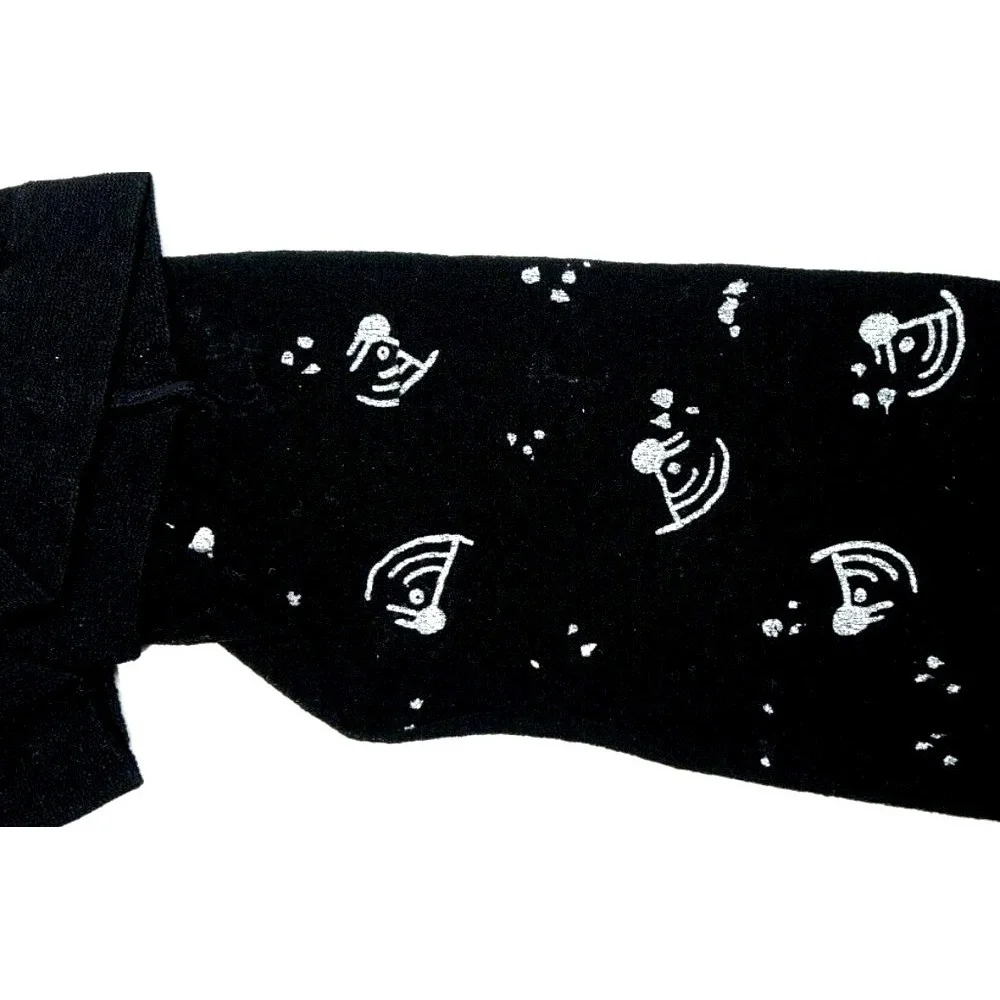 Round the Clock Pantyhose Women Size A Jet Black‎ White Crazy Cosmos Vintage 80s
